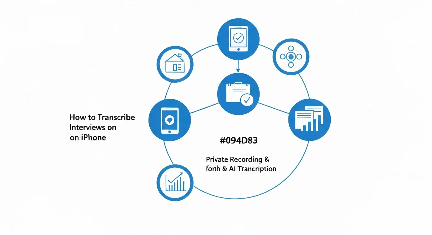 How to Transcribe Interviews on iPhone: Private Recording & AI Transcription — workflow diagram